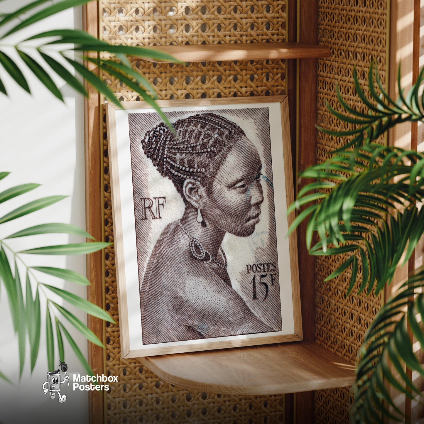 African Woman Print - vintage matchbox label print - office wall