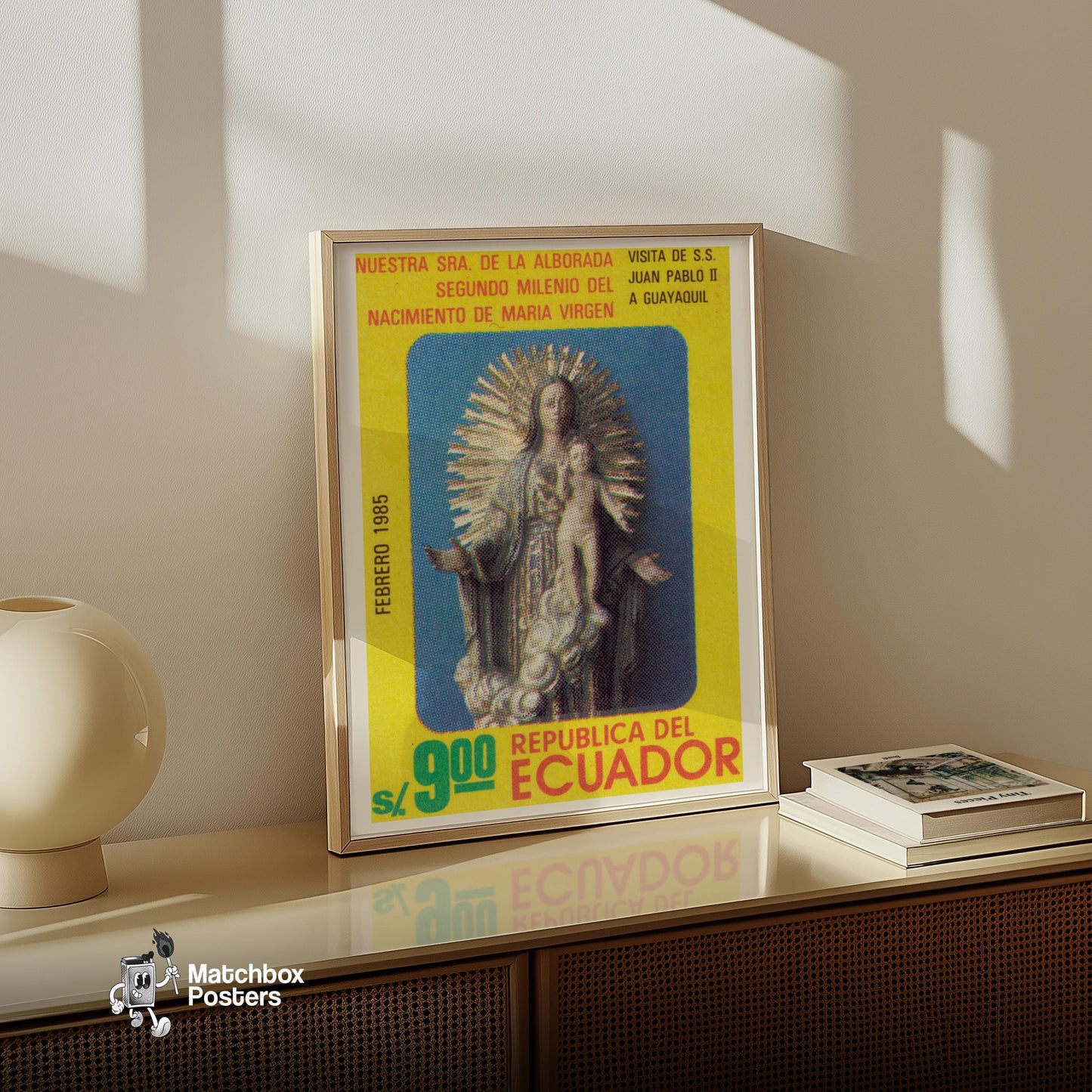 Virgin Mary and Jesus - vintage matchbox label print - size comparison