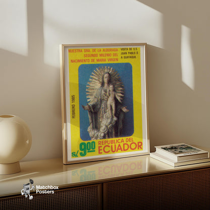 Virgin Mary and Jesus - vintage matchbox label print - size comparison