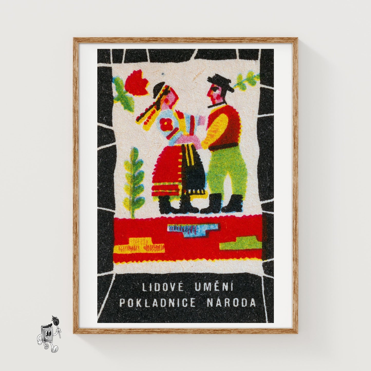 Folk Dancers - vintage matchbox label print