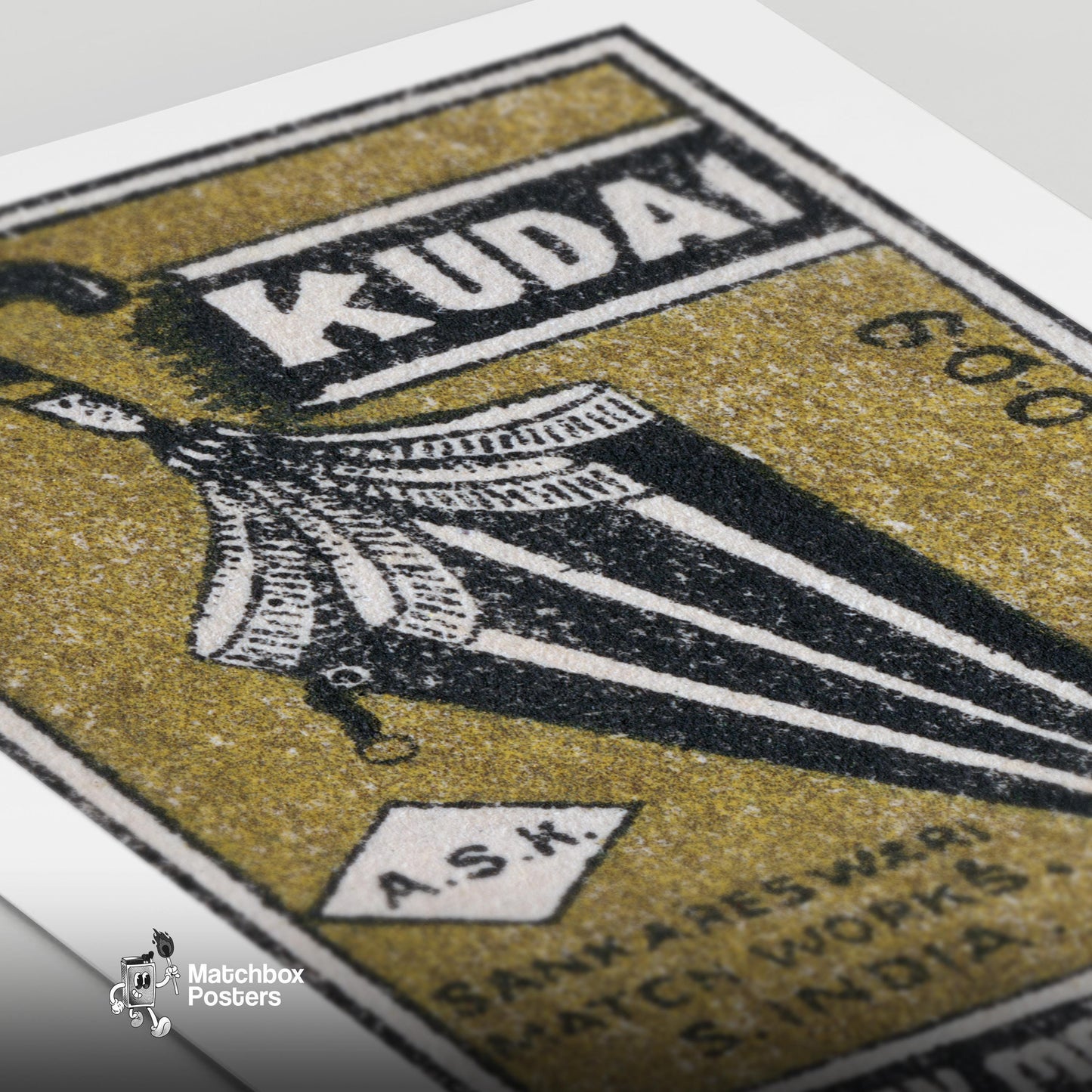 Closed Umbrella S. - vintage matchbox label print - close-up detail