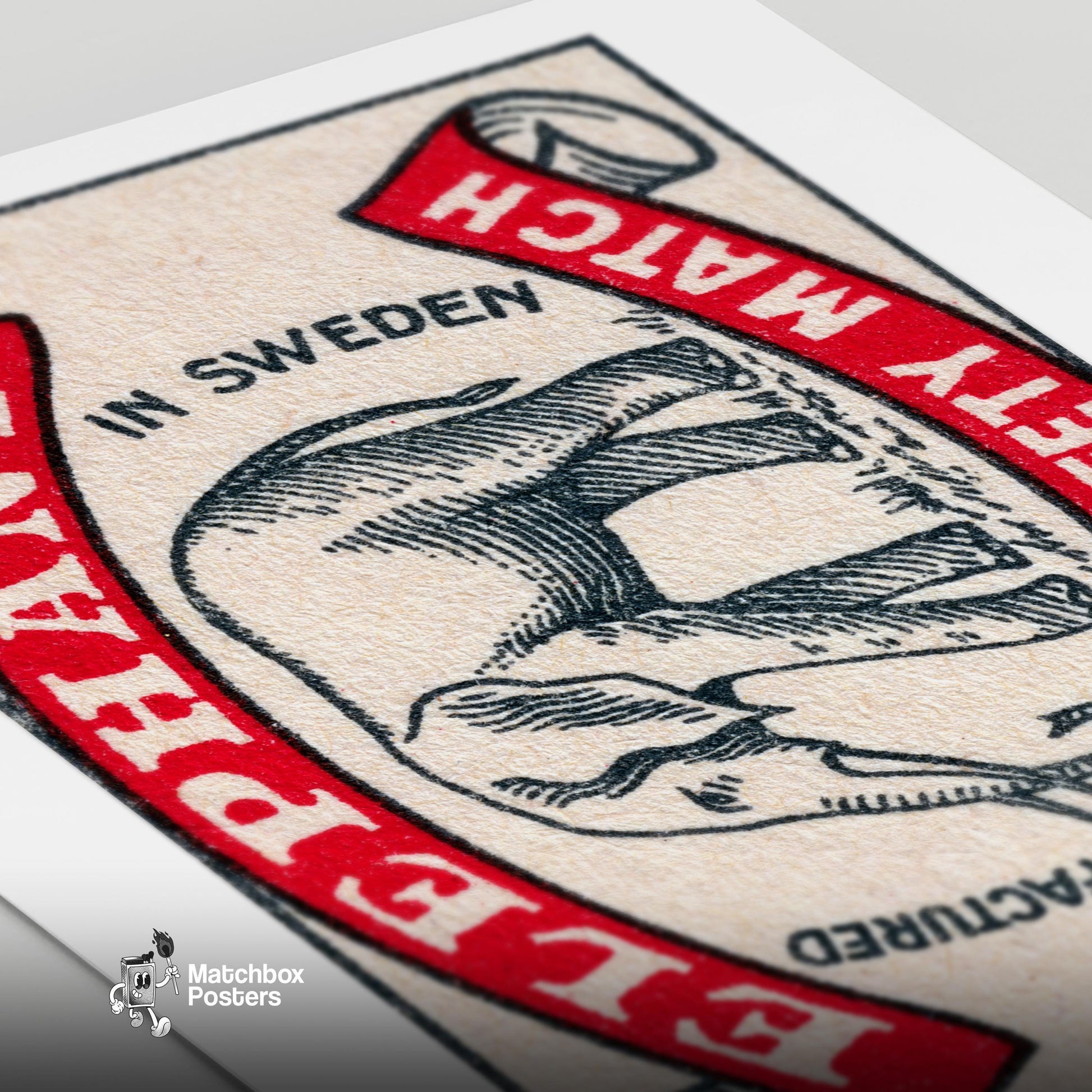 Elephant - vintage matchbox label print - close-up detail