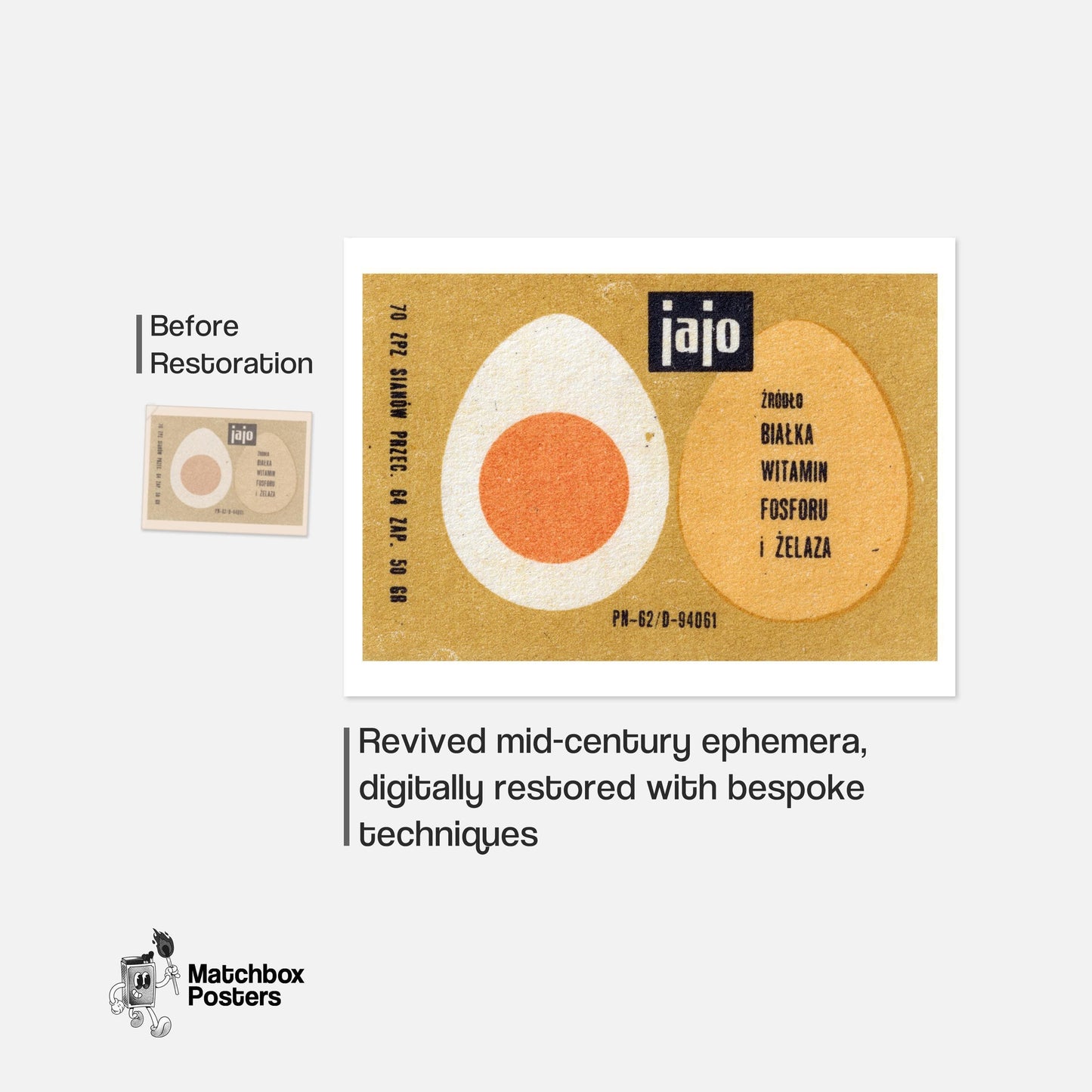 Illustration Of An Egg - vintage matchbox label print - framed wall art preview