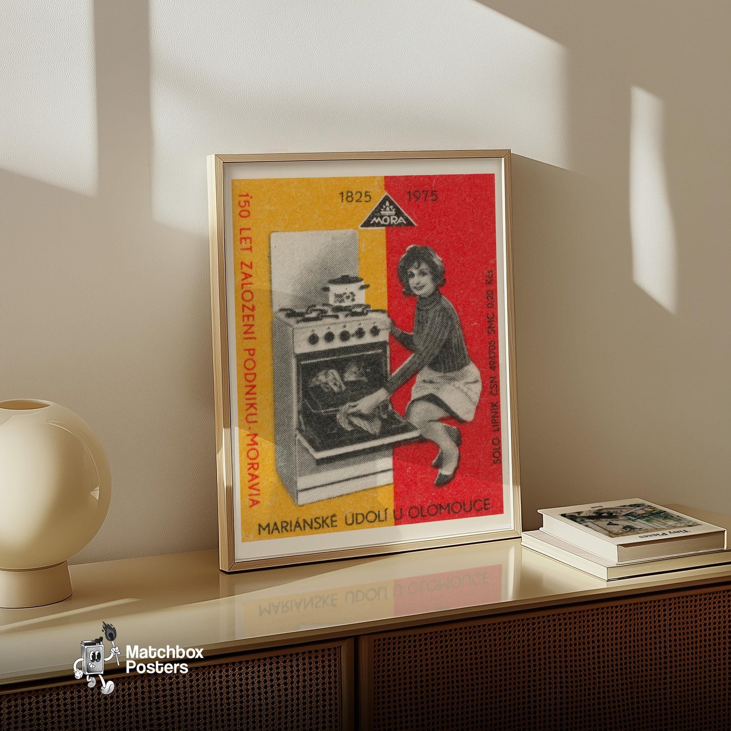 Modern Kitchen Applicance - vintage matchbox label print - size comparison