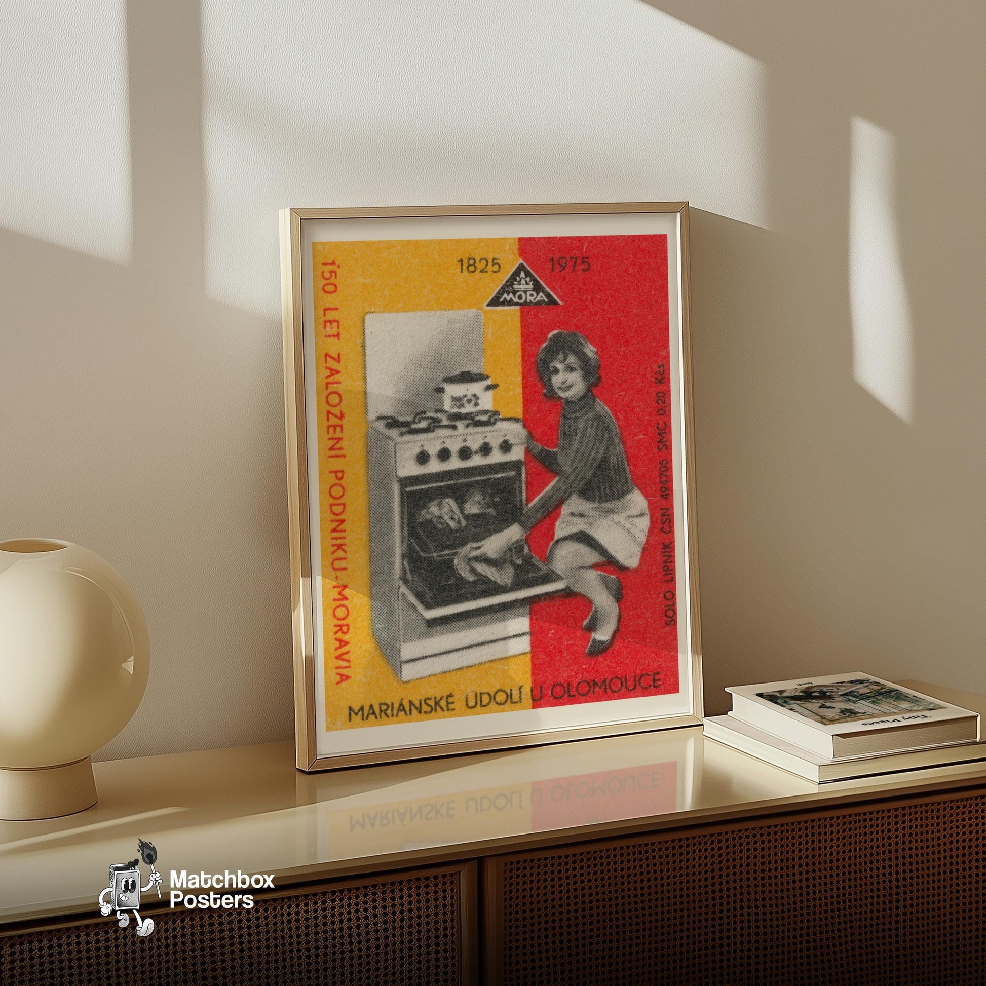 Modern Kitchen Applicance - vintage matchbox label print - size comparison