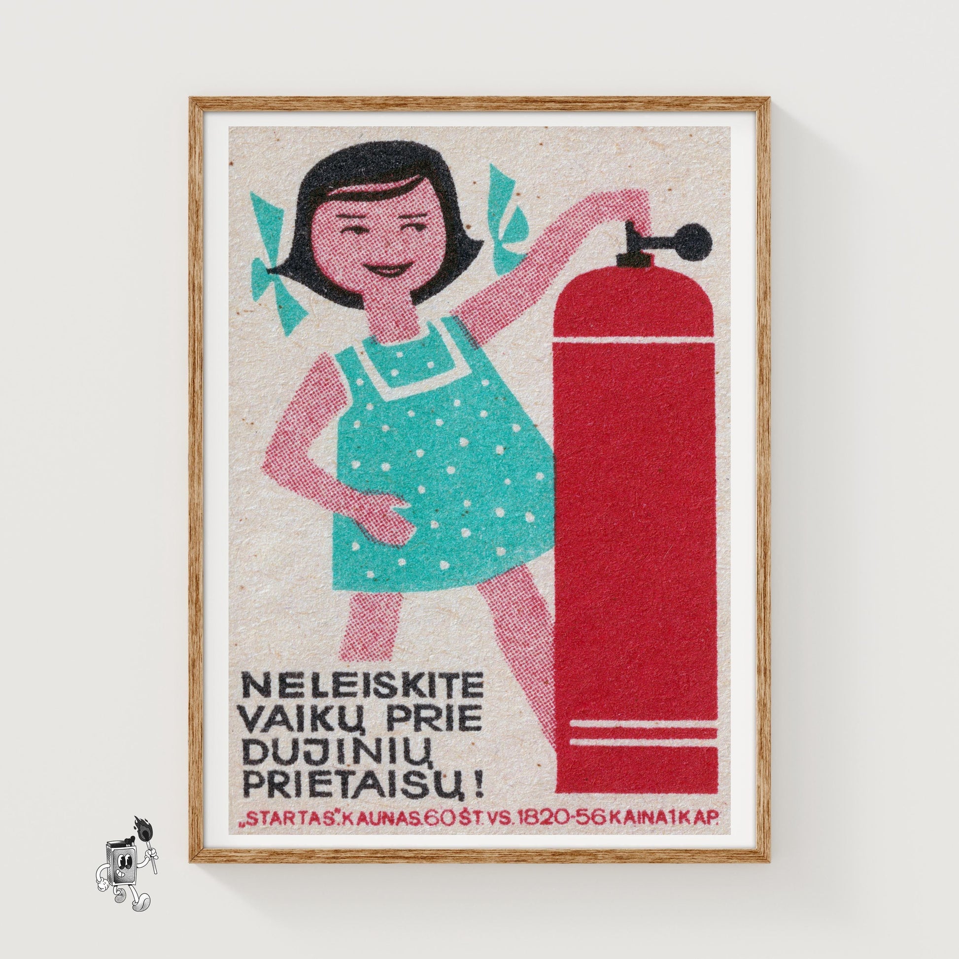 Girl with Gas Cylinder - vintage matchbox label print