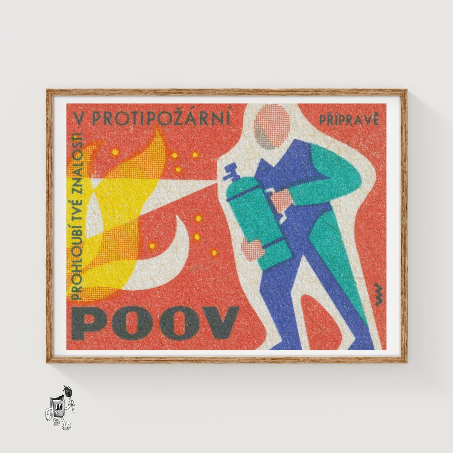 Firefighter - vintage matchbox label print