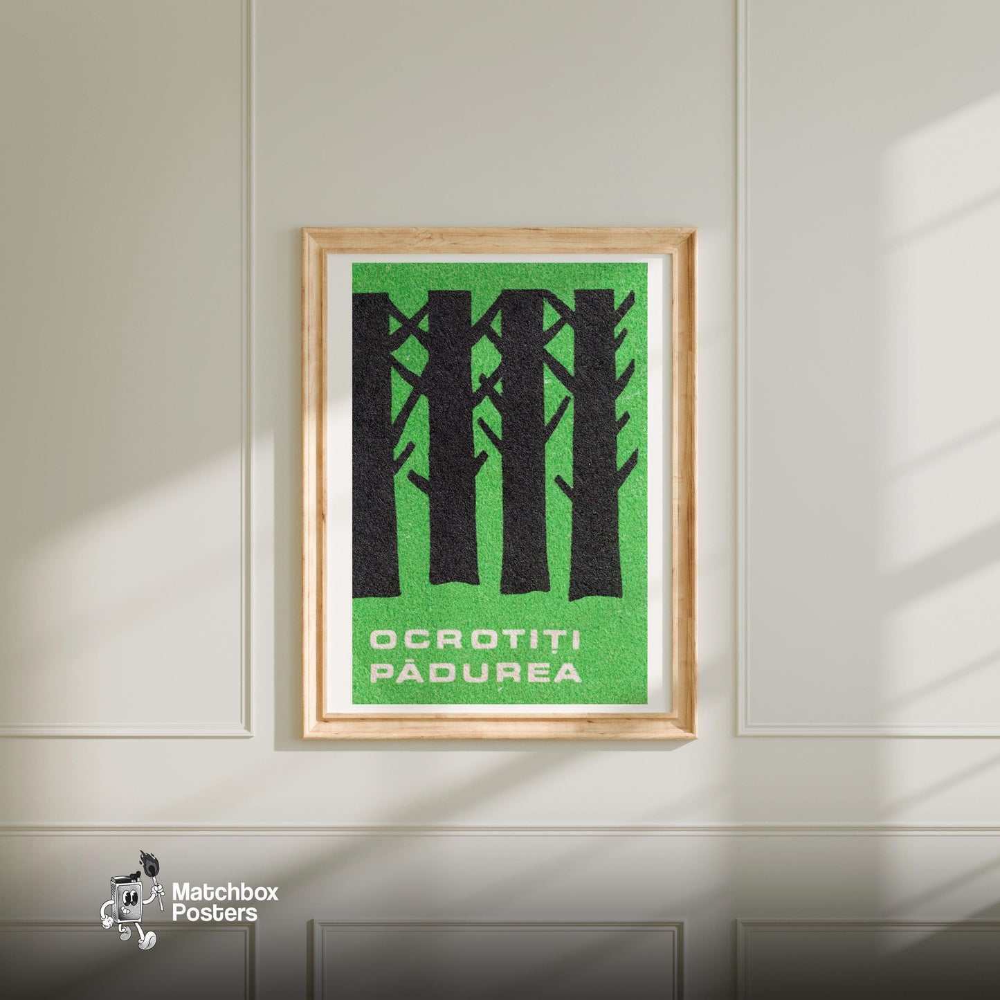 Protect the Forest - vintage matchbox label print - bedroom mockup