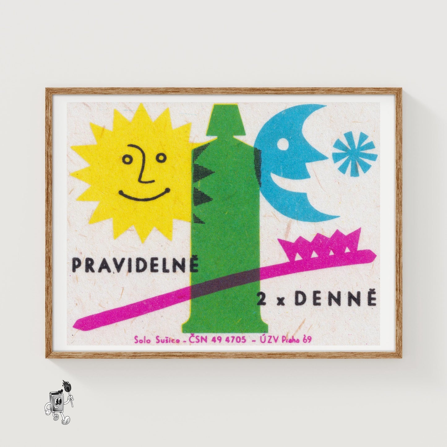 Sun and Moon - vintage matchbox label print
