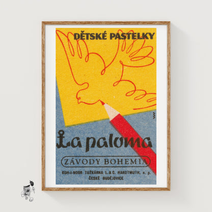 Yellow Dove - vintage matchbox label print