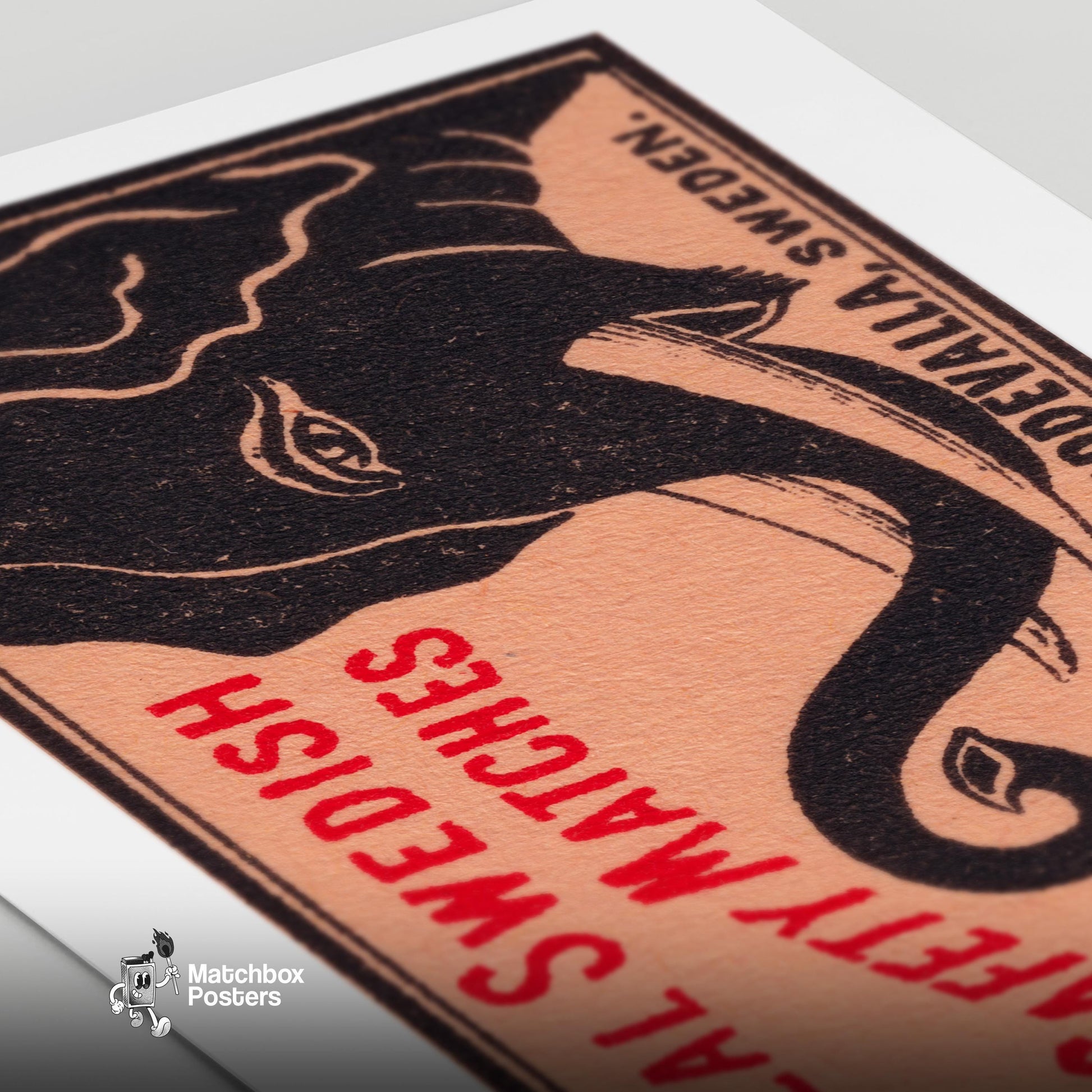 Black Elephant - vintage matchbox label print - close-up detail