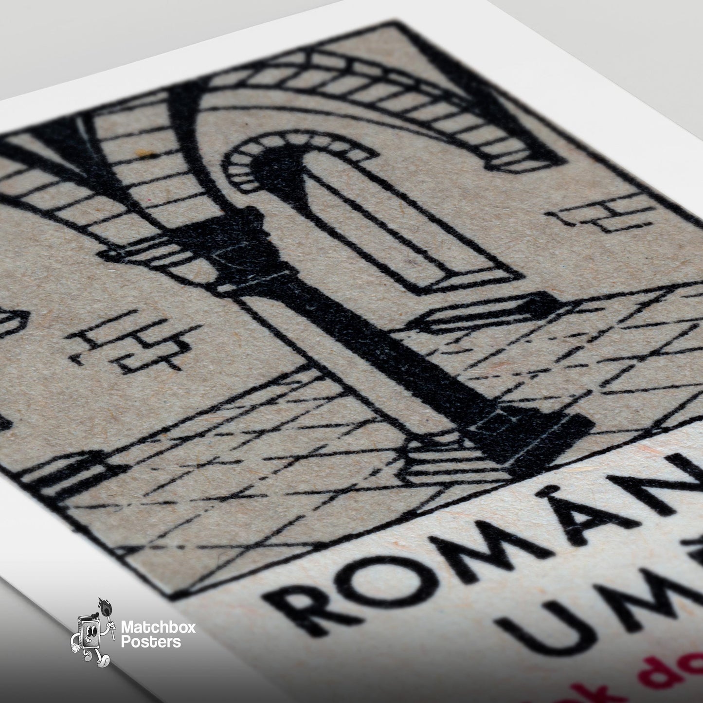 Romanesque Column - vintage matchbox label print - close-up detail