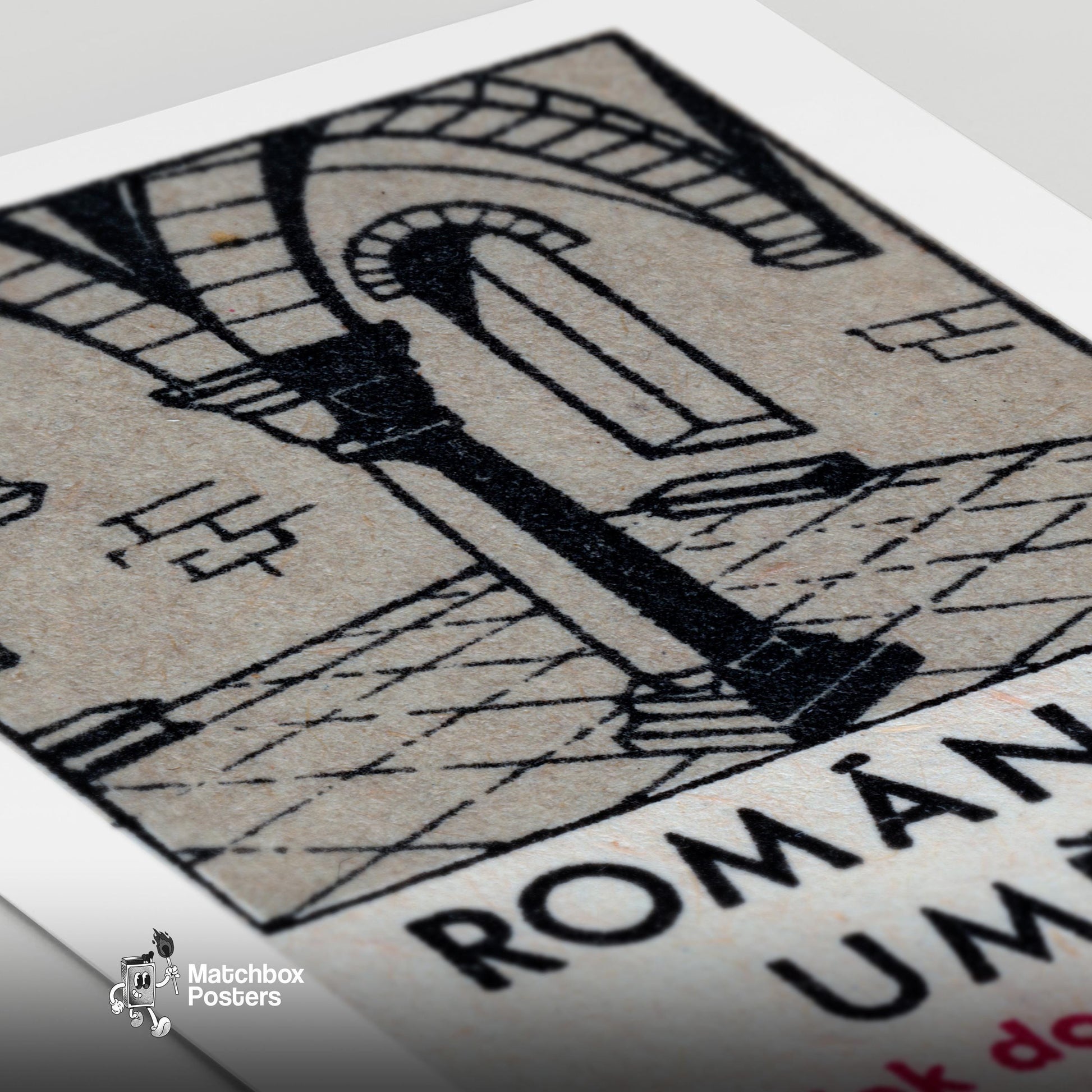 Romanesque Column - vintage matchbox label print - close-up detail