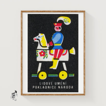 Toy Horse Rider - vintage matchbox label print