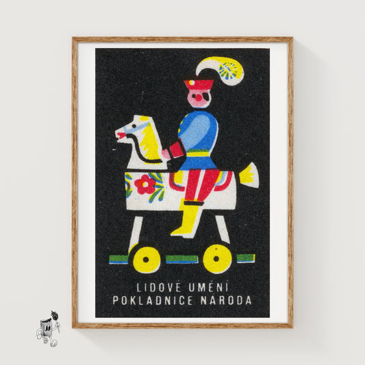 Toy Horse Rider - vintage matchbox label print