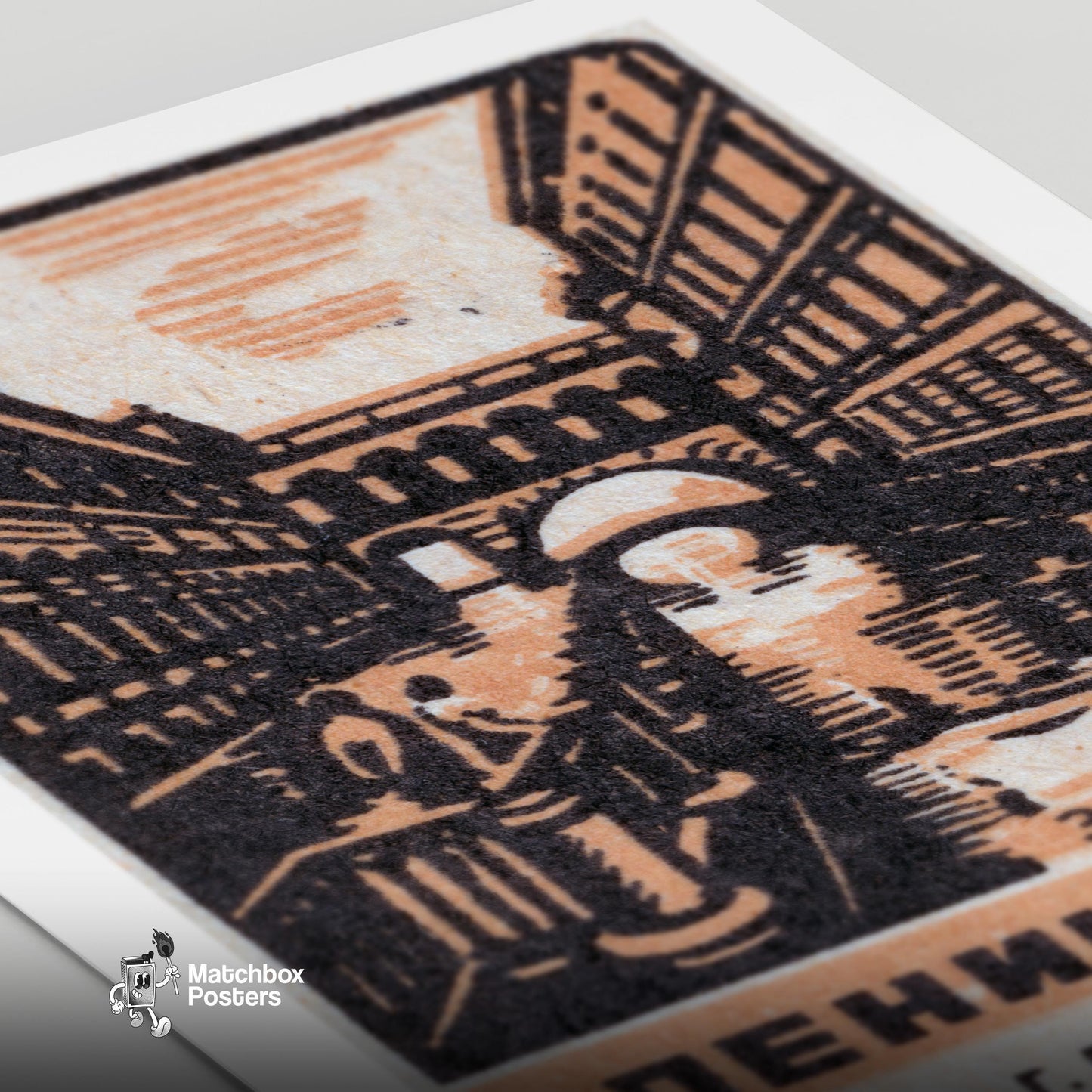 Leningrad Canal - vintage matchbox label print - close-up detail