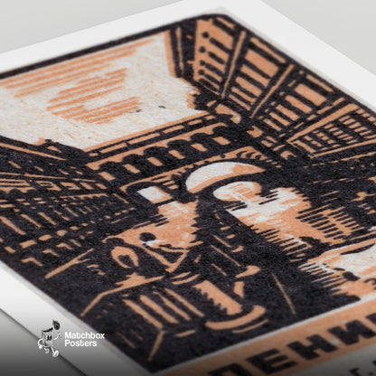 Leningrad Canal - vintage matchbox label print - close-up detail