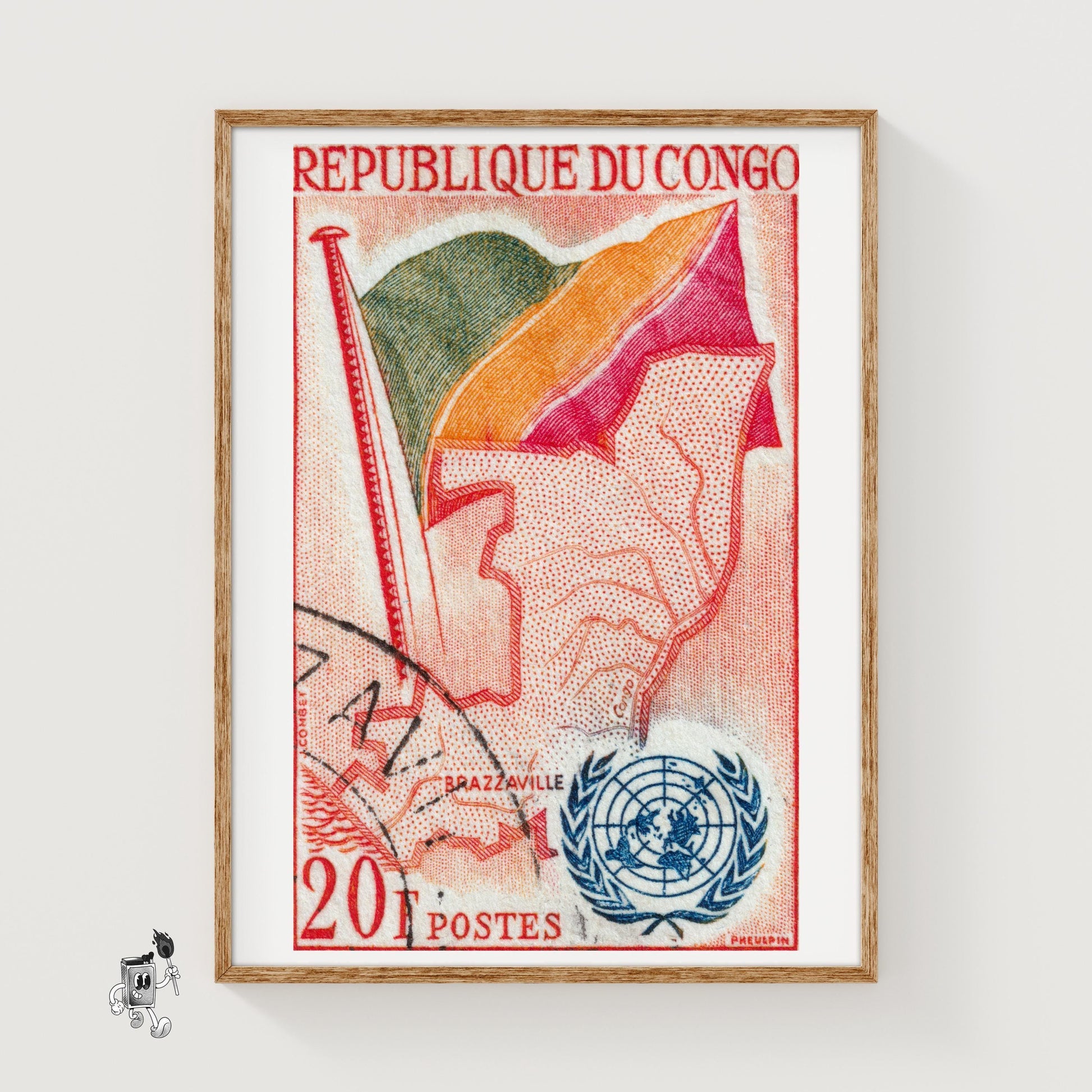Congolese Flag - vintage matchbox label print