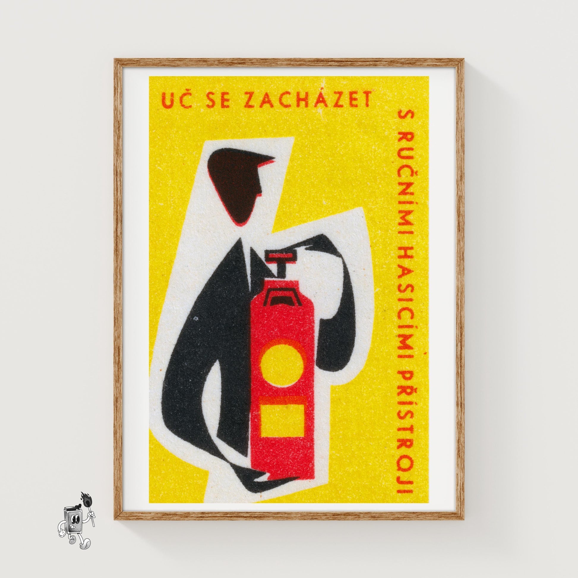 Abstract Representation Of A Fire Extinguisher - vintage matchbox label print