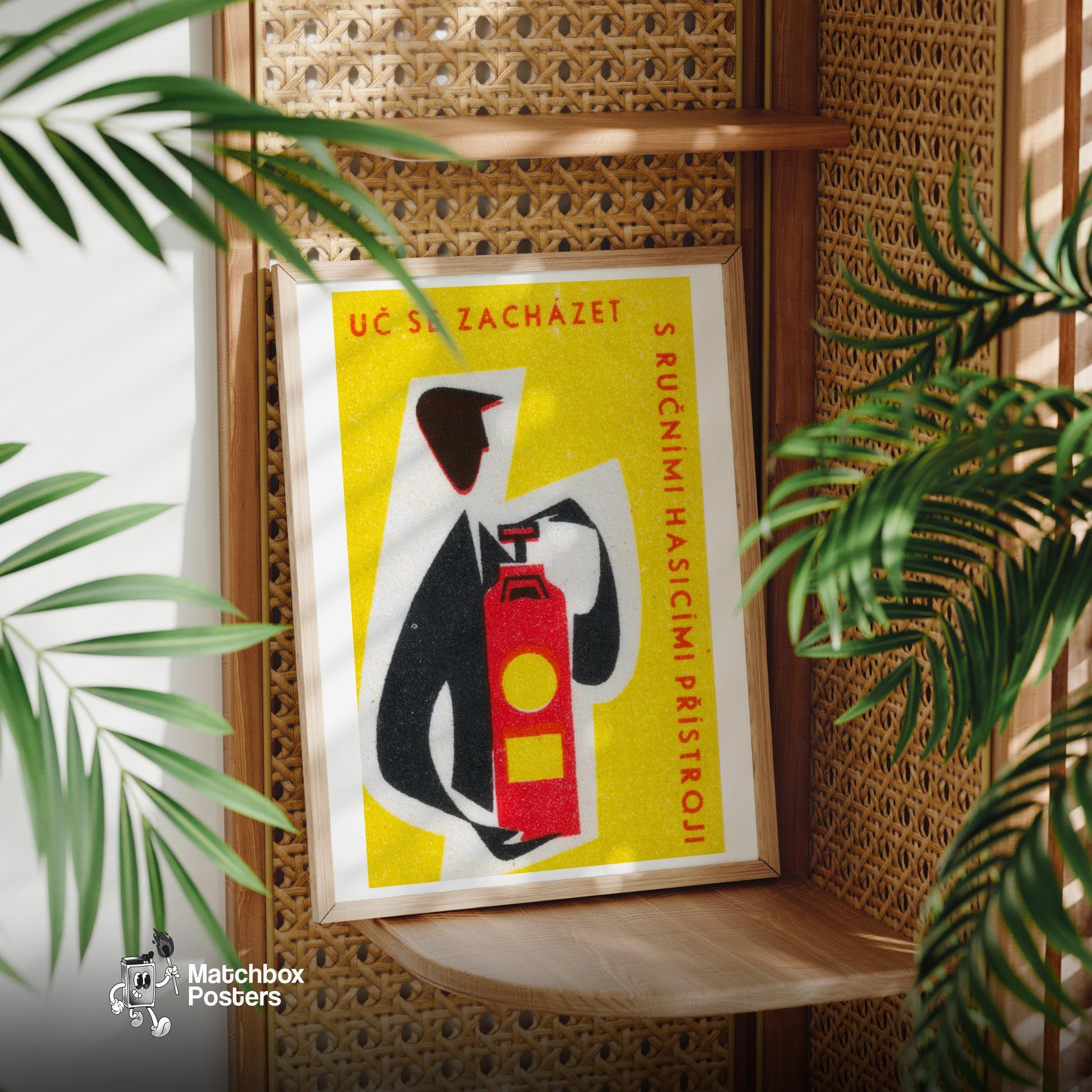 Abstract Representation Of A Fire Extinguisher - vintage matchbox label print - office wall