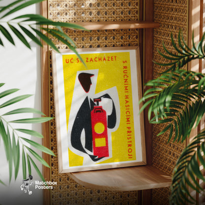 Abstract Representation Of A Fire Extinguisher - vintage matchbox label print - office wall