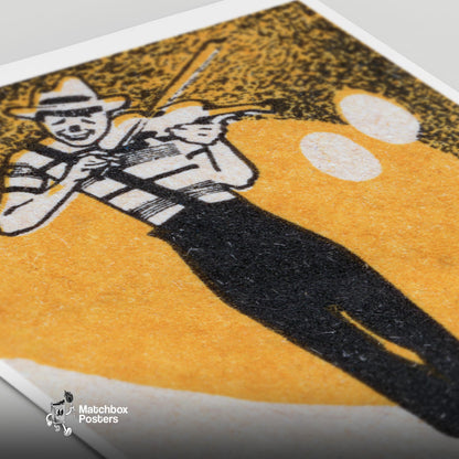 Violinist - vintage matchbox label print - close-up detail