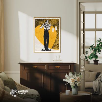 Violinist - vintage matchbox label print - living room mockup