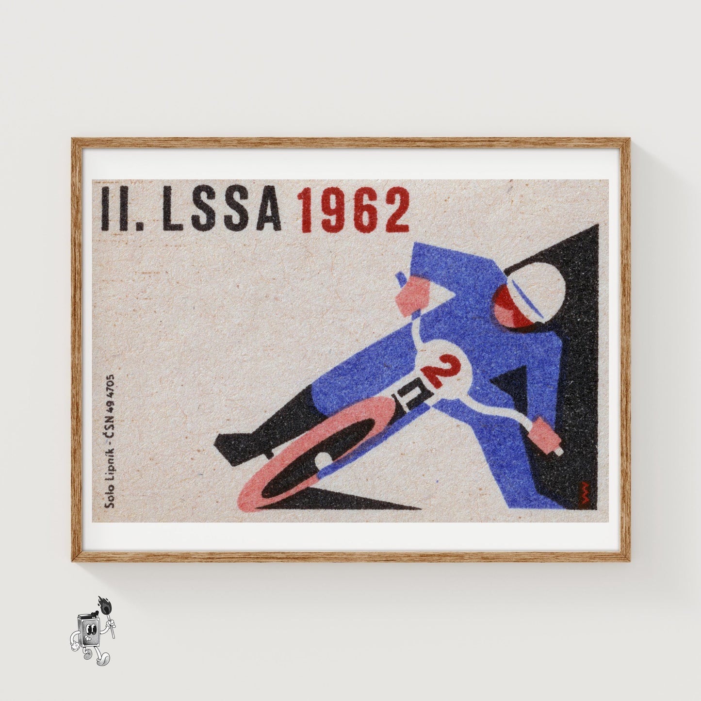 Motorcycle Racer - vintage matchbox label print