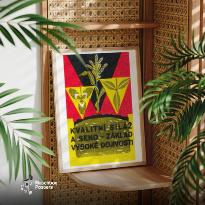 Crops Growing - vintage matchbox label print - office wall