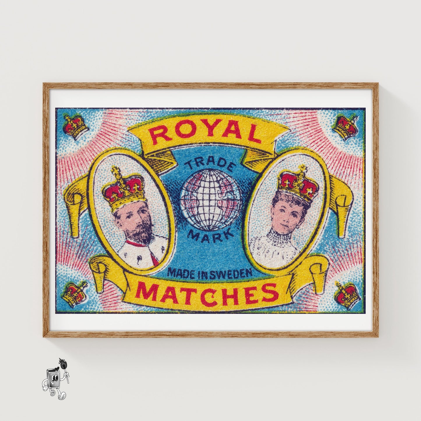 Royal Couple - vintage matchbox label print