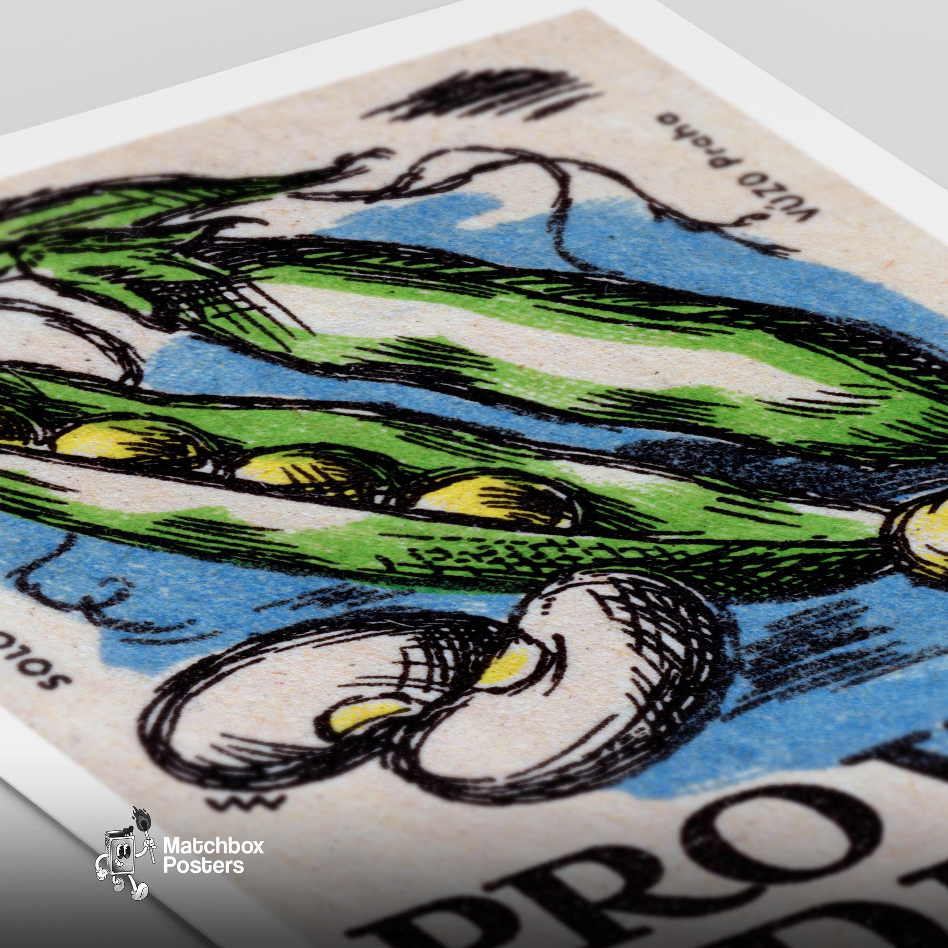 Green Peas - vintage matchbox label print - close-up detail