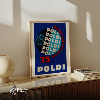 75 Years of Television - vintage matchbox label print - size comparison