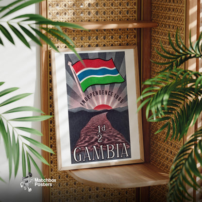 Gambia Independance - vintage matchbox label print - office wall