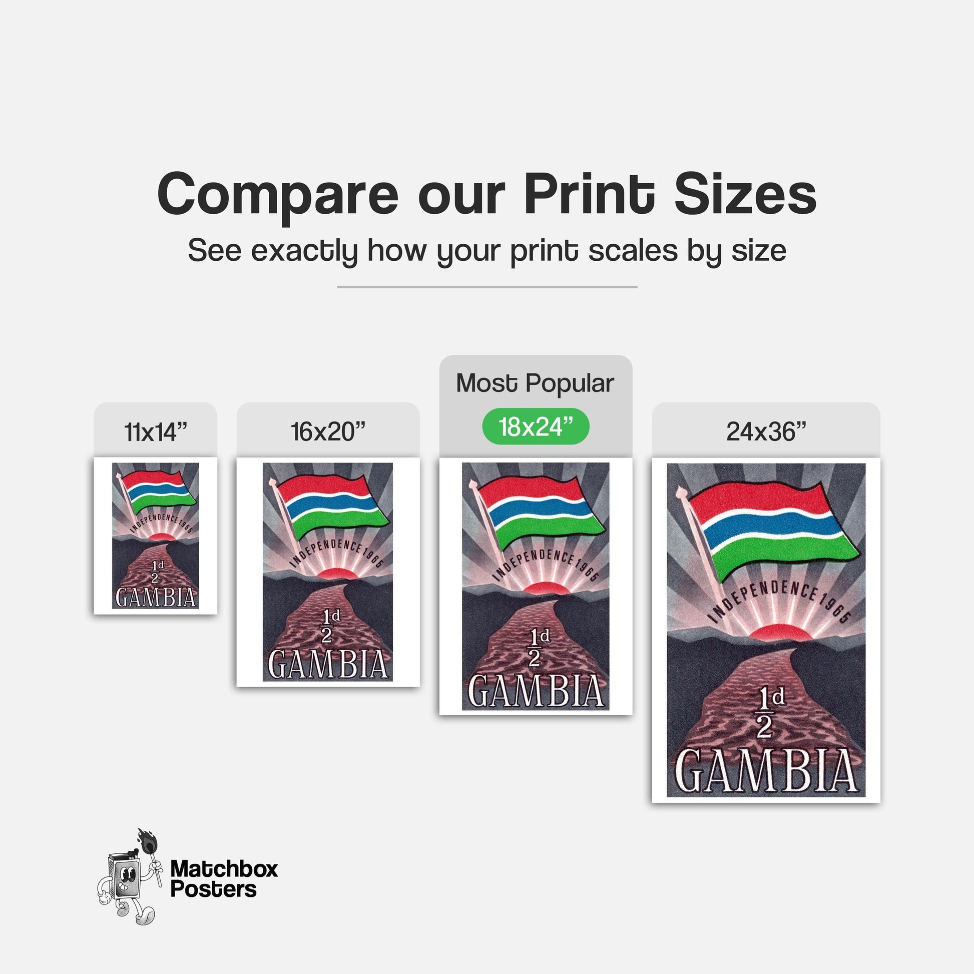 Gambia Independance - vintage matchbox label print - gallery wall preview
