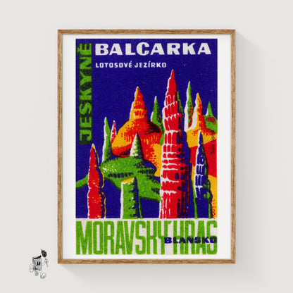 Cave Stalagmites - vintage matchbox label print
