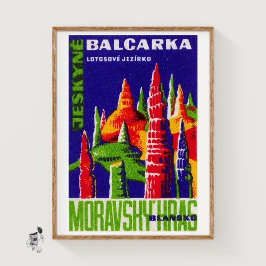 Cave Stalagmites - vintage matchbox label print