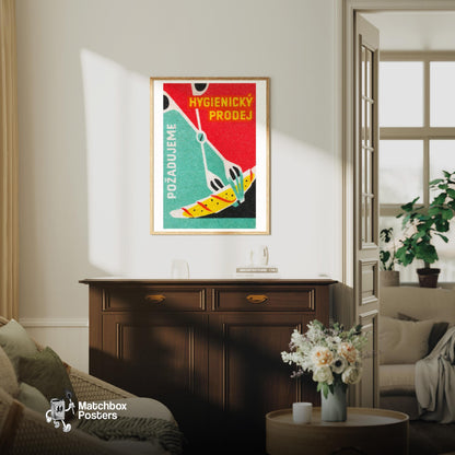 Butterfly - vintage matchbox label print - living room mockup