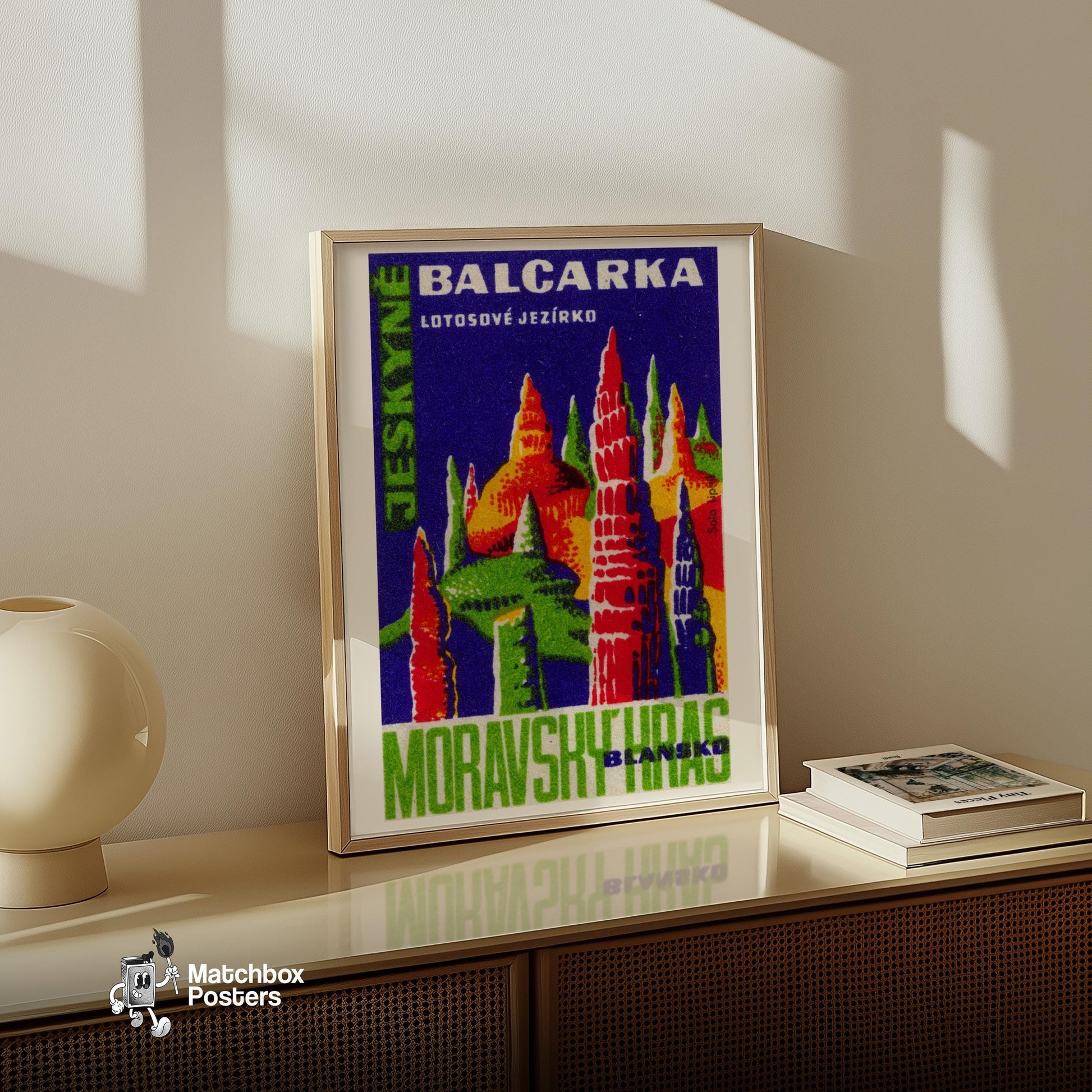 Cave Stalagmites - vintage matchbox label print - size comparison