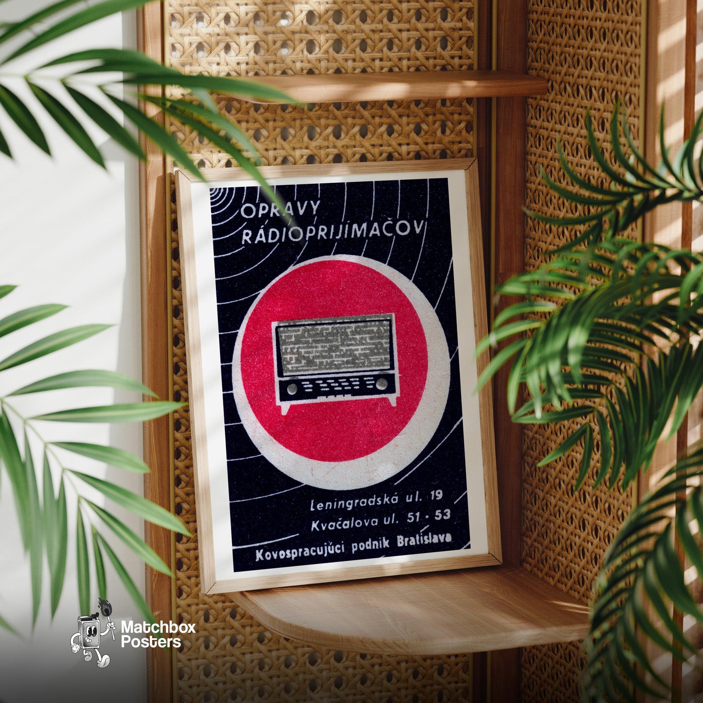 Vintage Radio - vintage matchbox label print - office wall