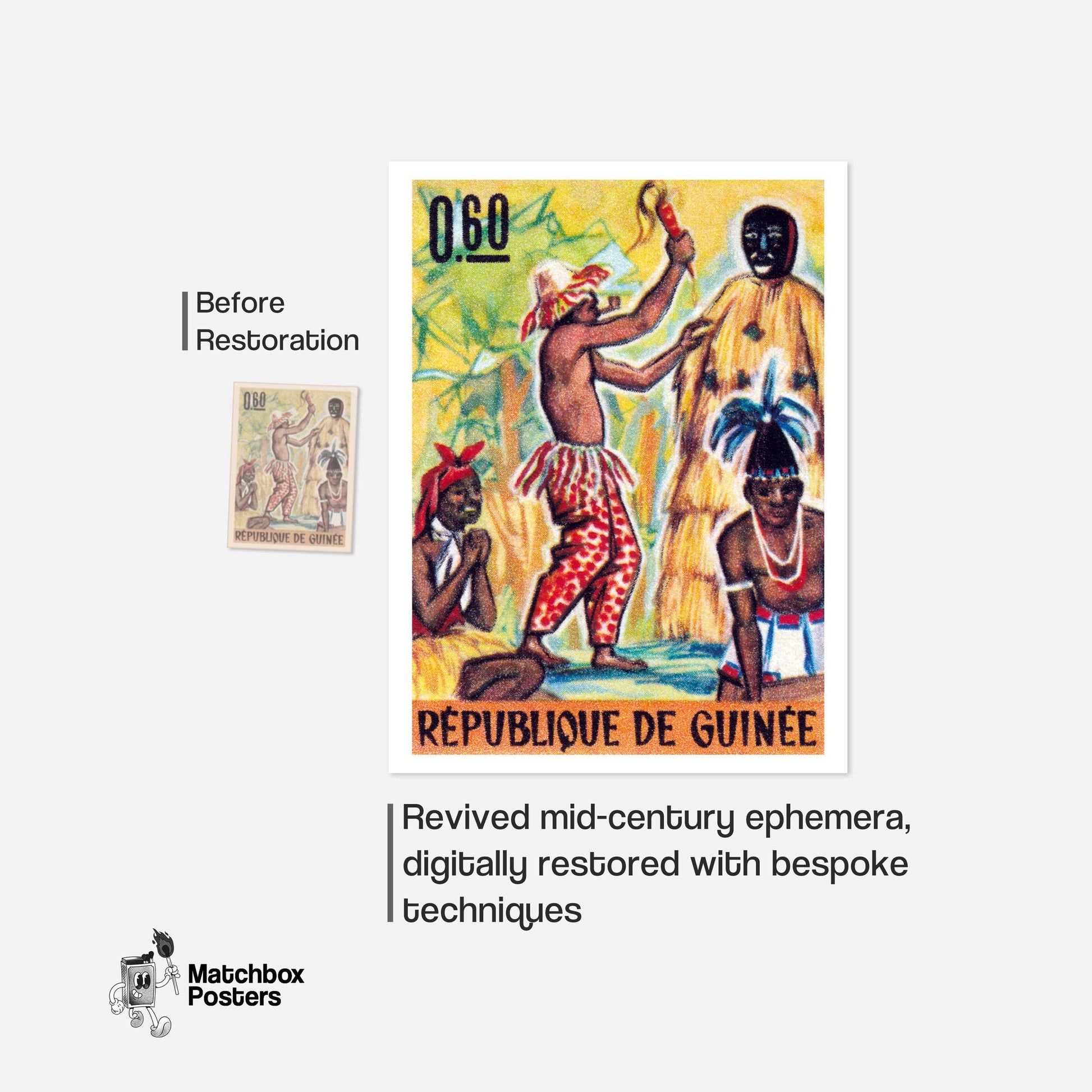 Tribal Ceremony - vintage matchbox label print - framed wall art preview
