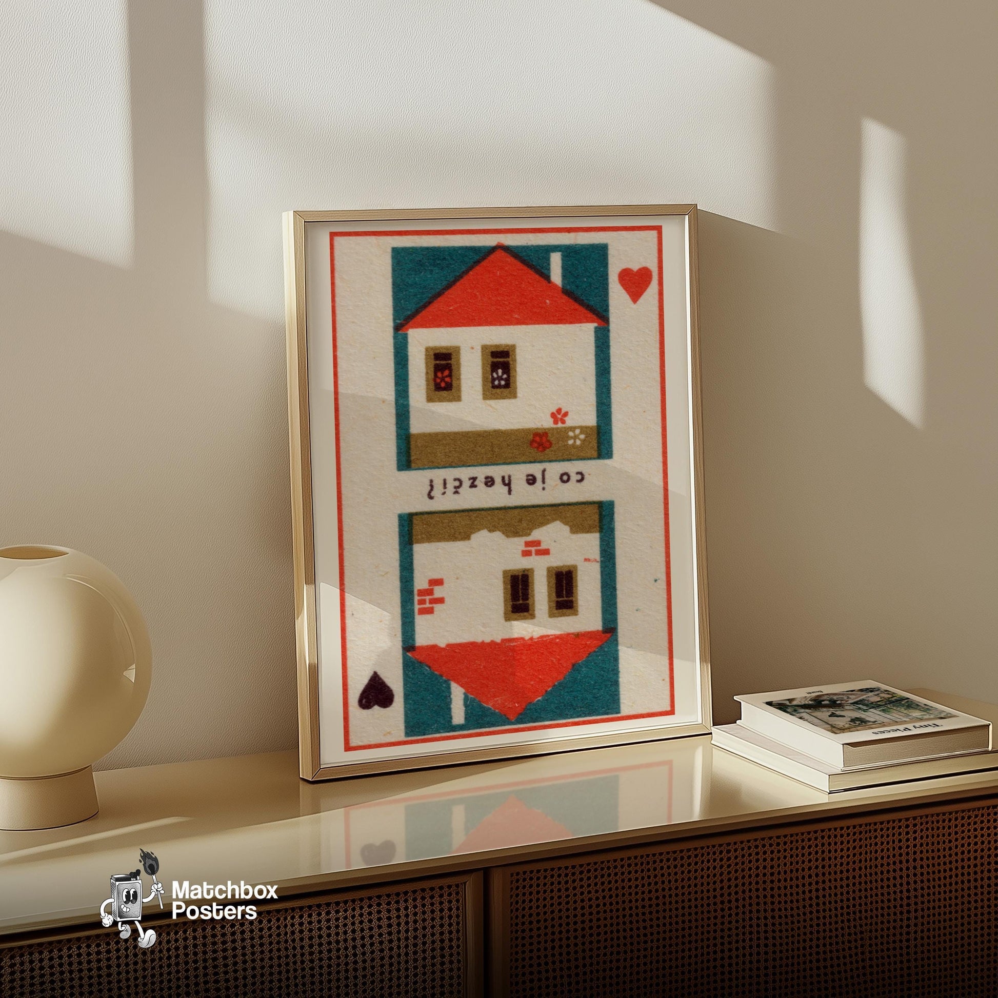 House - vintage matchbox label print - size comparison