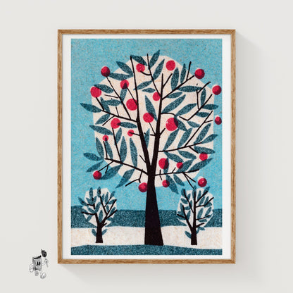 Stylized Tree - vintage matchbox label print