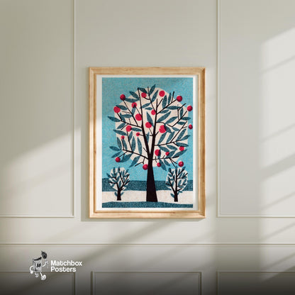Stylized Tree - vintage matchbox label print - bedroom mockup