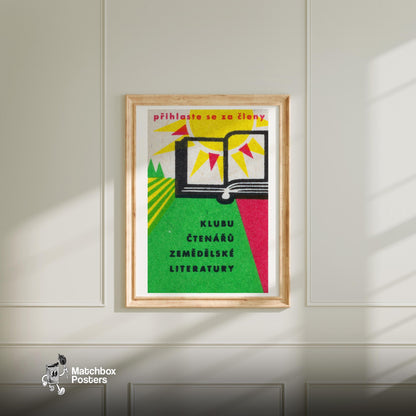 Open Book - vintage matchbox label print - bedroom mockup