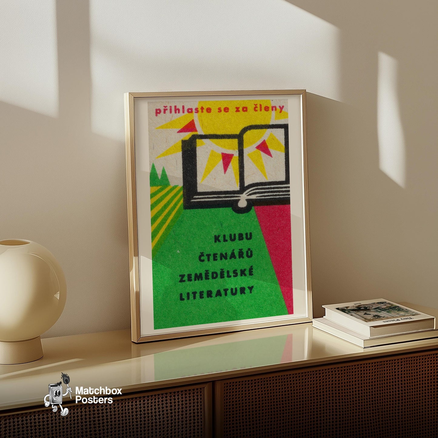 Open Book - vintage matchbox label print - size comparison
