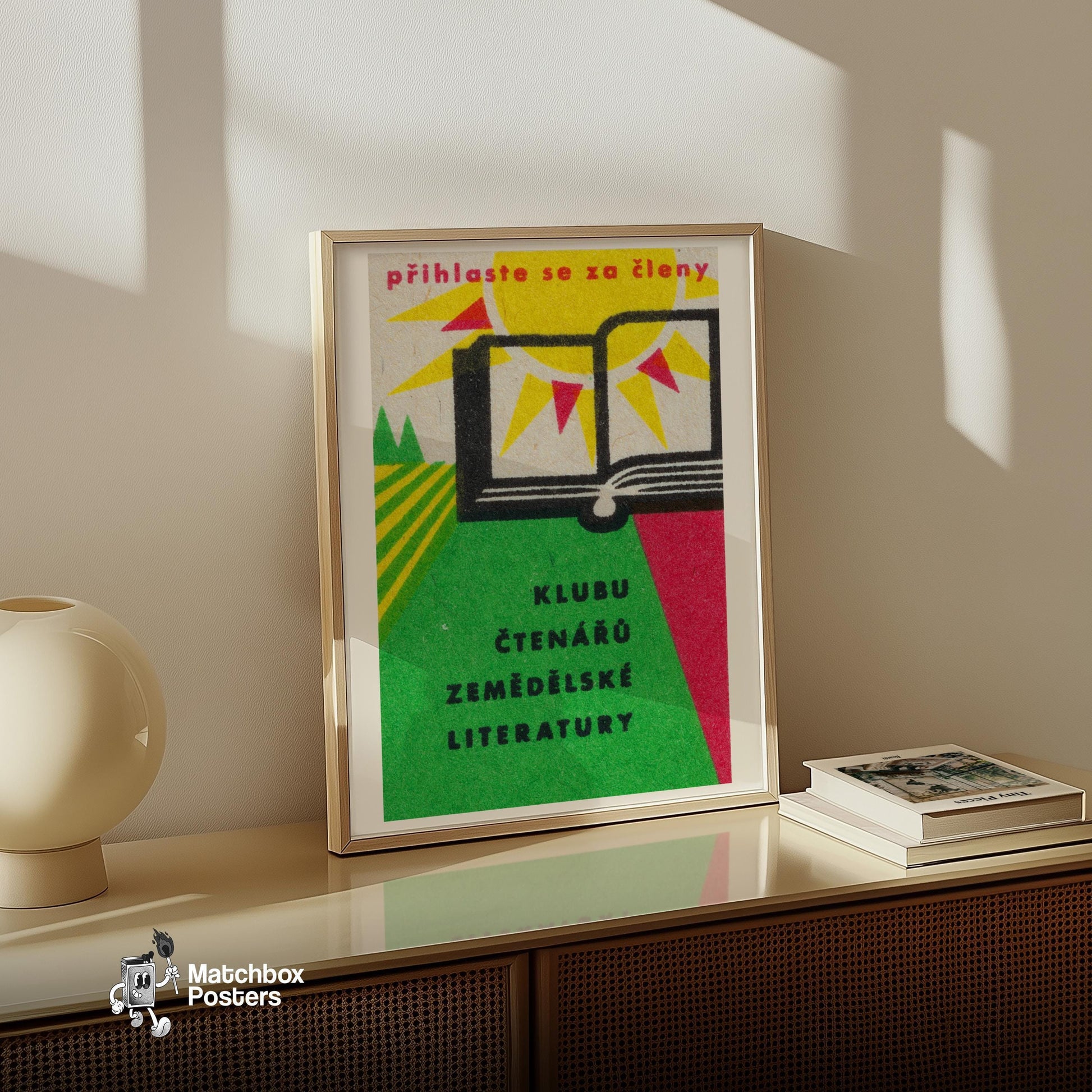 Open Book - vintage matchbox label print - size comparison