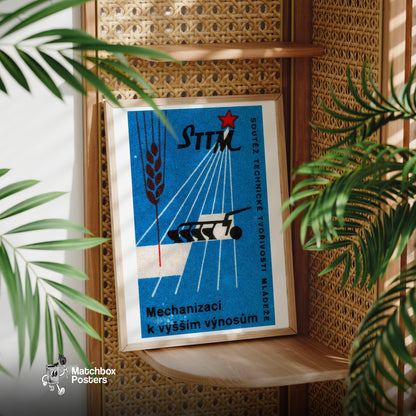 Stylized Design - vintage matchbox label print - office wall