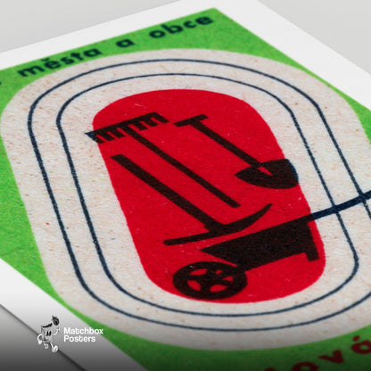 Build New Playgrounds - vintage matchbox label print - close-up detail