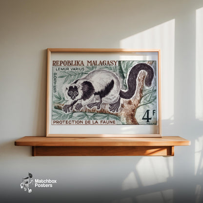 Lemur - vintage matchbox label print - size comparison