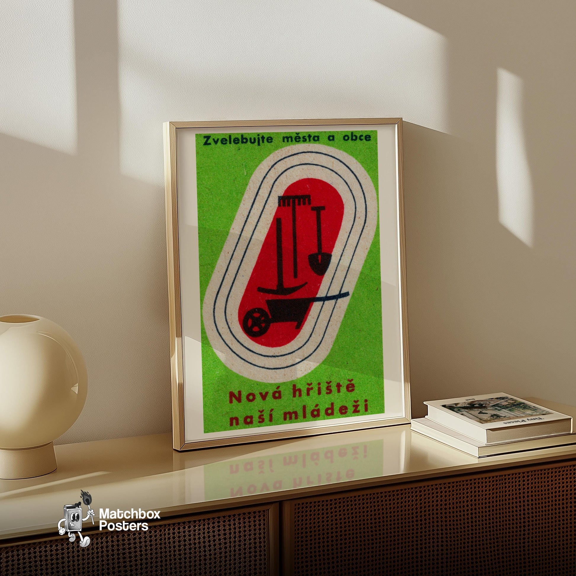 Build New Playgrounds - vintage matchbox label print - size comparison